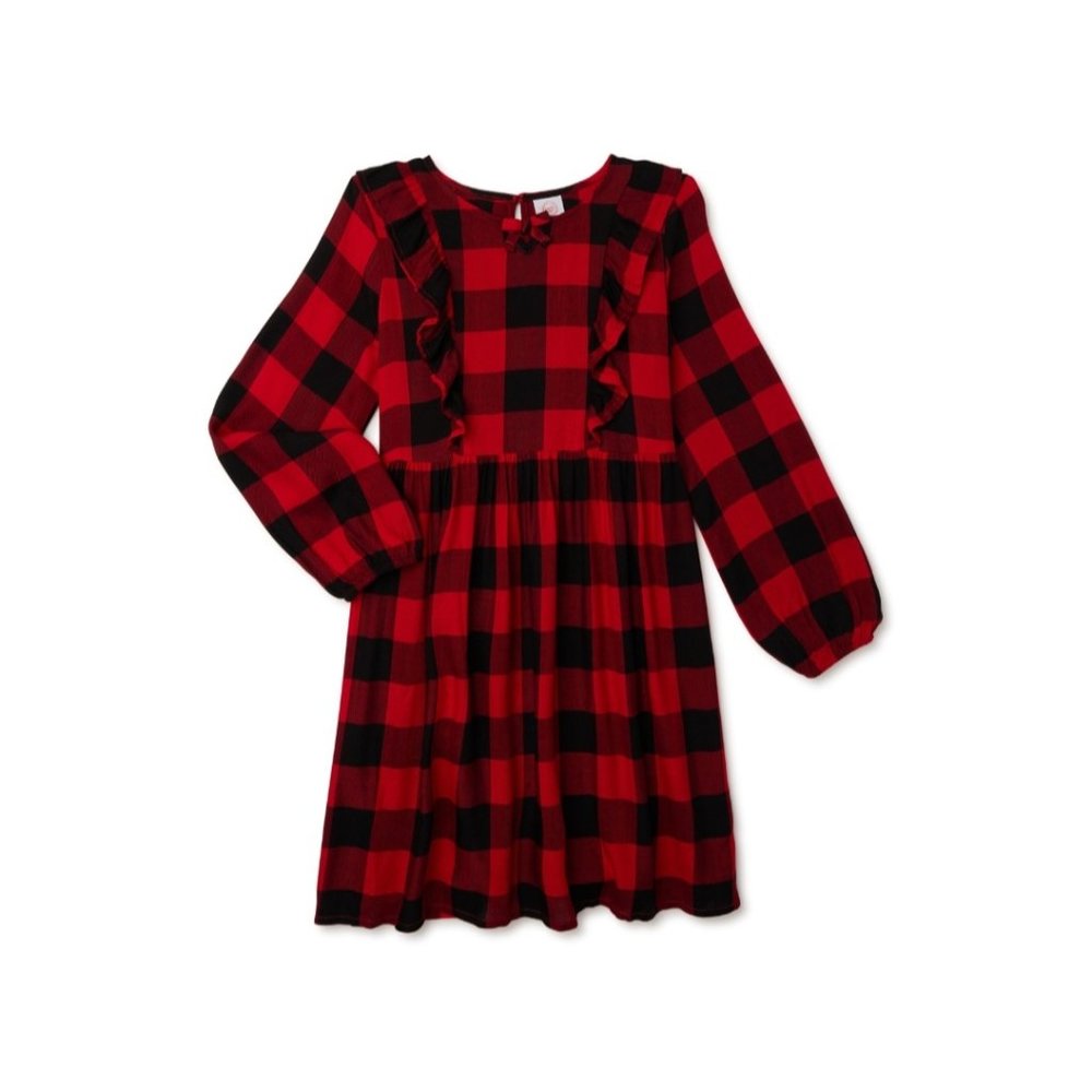 WONDER NATION Buffalo Plaid Black Red Checkered Dress